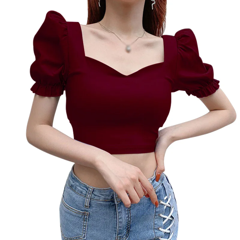 Gen Z & Y2K Style Solid V-Neck Short Sleeve Top for Women