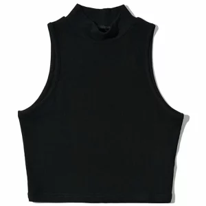 Gen Z & Y2K Style: Summer Black Crop Top, High Neck Sleeveless Tank - K-POP & Korean Fashion