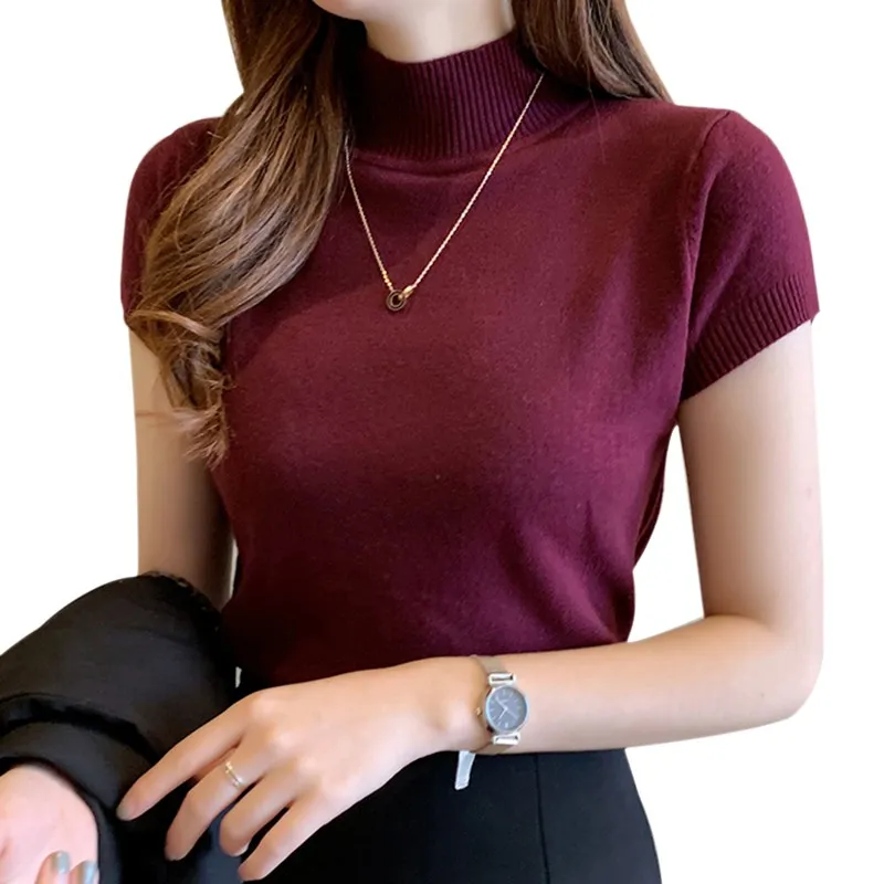 Gen Z & Y2K Style Women's Solid Color Turtleneck T-Shirt - K-POP & Korean Fashion Streetwear