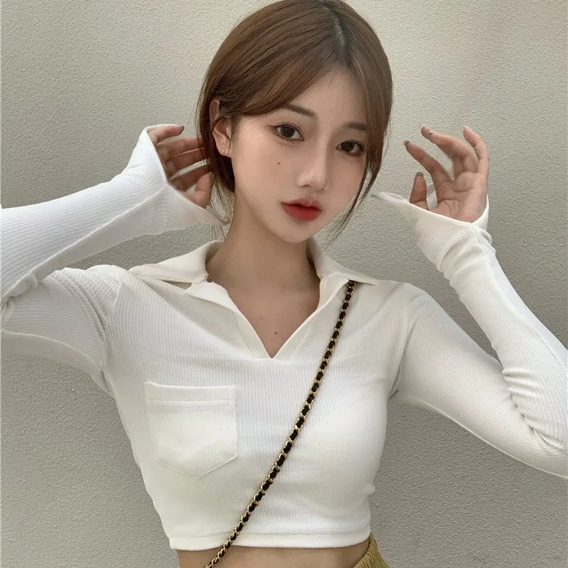 Gen Z & Y2K Style Women's White Crop Top: K-POP Korean Fashion Streetwear