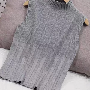 Gen Z & Y2K Women's K-POP Knit Tank Top | Sleeveless High Collar Shirt for Summer Street Style