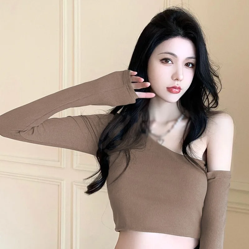 Gen Z & Y2K Women's Korean Style Long-Sleeve Solid Color Top