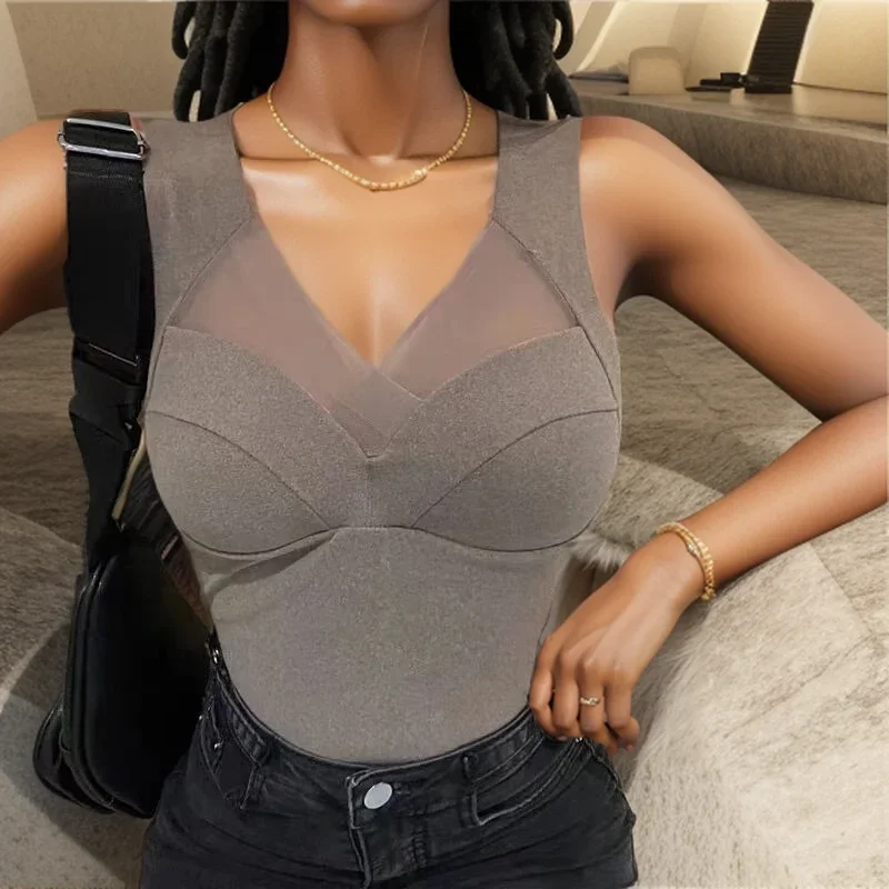 Gen Z & Y2K Women's Seamless Crop Top with Padded Bra - K-POP Korean Streetwear