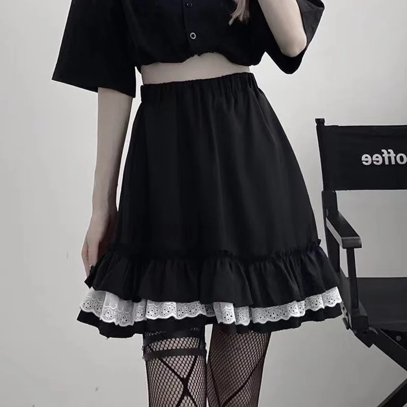 Harajuku Lace Ruffle Mini Skirt - Japanese Streetwear for Women