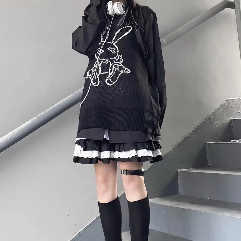 Harajuku Lace Ruffle Mini Skirt - Japanese Streetwear for Women