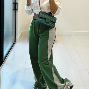 High Waist Side Patchwork Sweatpants: Casual Streetwear for Women