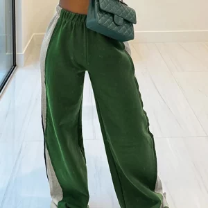 High Waist Side Patchwork Sweatpants: Casual Streetwear for Women