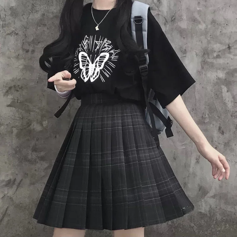 Japanese School Girl Uniform Pleated Skirt - Kawaii Gothic Mini Skirt for Women