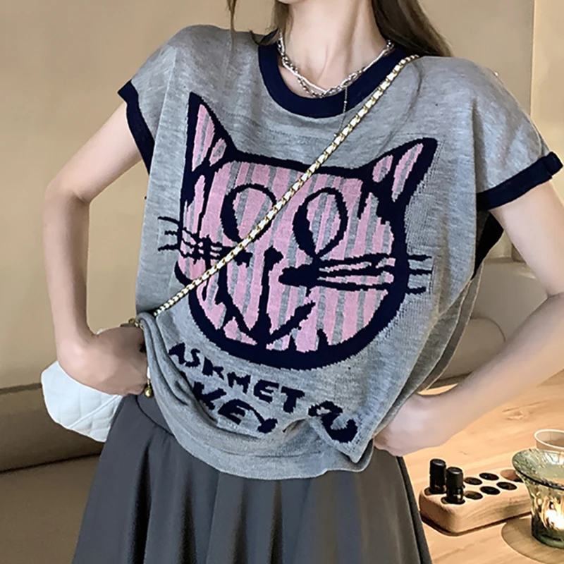 K-POP Inspired Animal Print Tee | Short Sleeve O-Neck Top for Gen Z & Y2K Fashion | Korean Streetwear Style for