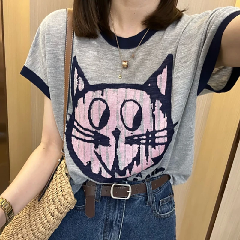 K-POP Inspired Animal Print Tee | Short Sleeve O-Neck Top for Gen Z & Y2K Fashion | Korean Streetwear Style for