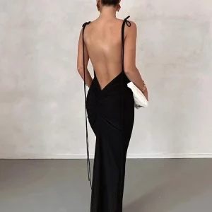 K-POP Inspired Backless Bodycon Dress for Women | Ruched Sleeveless Maxi Clubwear