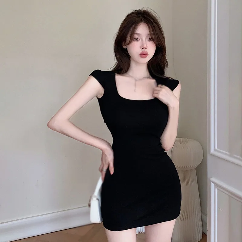 K-POP Inspired Black Mini Dress for Gen Z & Y2K Fashion | Sexy & Elegant Streetwear Style