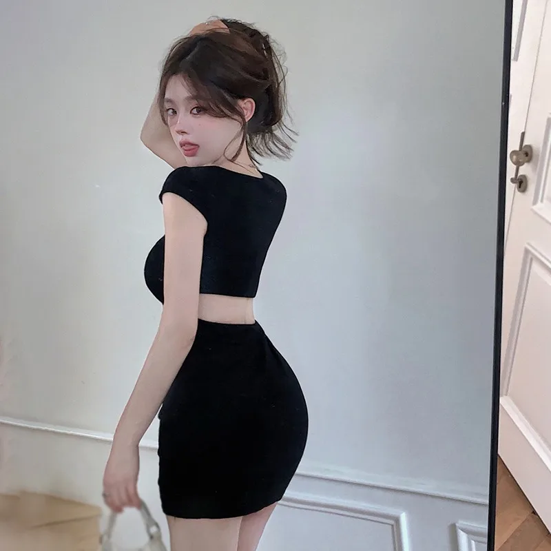 K-POP Inspired Black Mini Dress for Gen Z & Y2K Fashion | Sexy & Elegant Streetwear Style