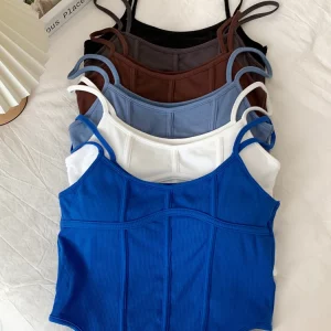 K-POP Inspired Blue Ribbed Crop Top for Gen Z & Y2K Fashion