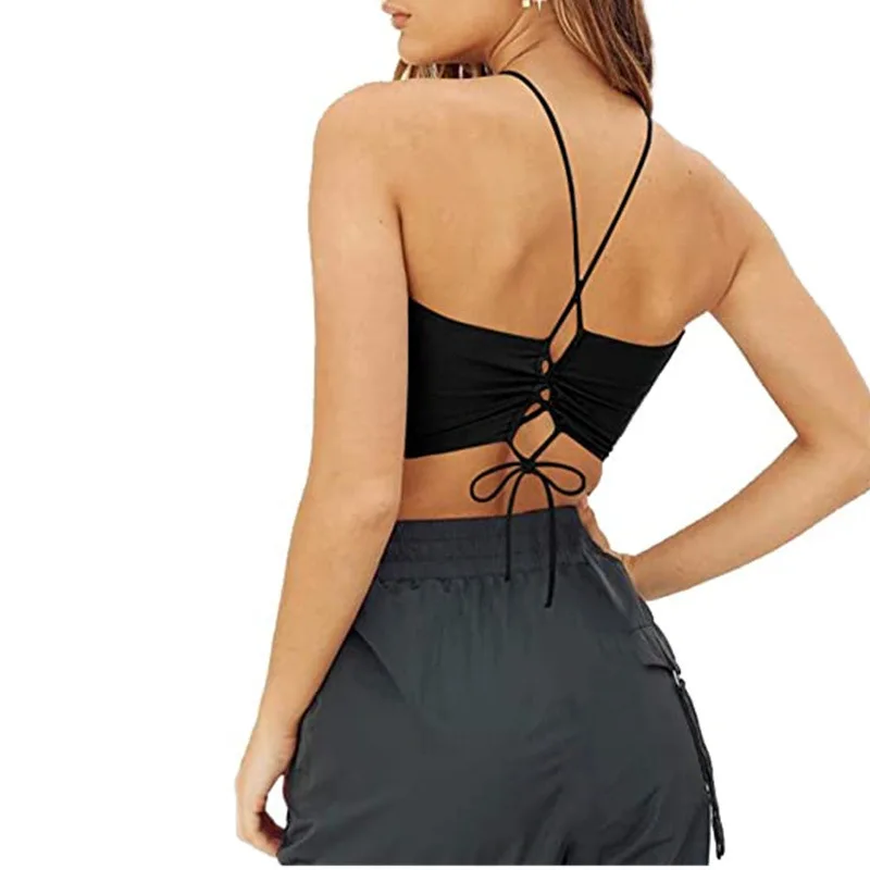K-POP Inspired Criss Cross Lace Up Bow Tie Crop Top for Gen Z Fashionistas