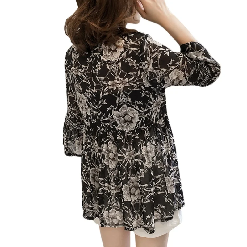 K-POP Inspired Floral Print Chiffon Blouse | Stylish Gen Z Streetwear for Women