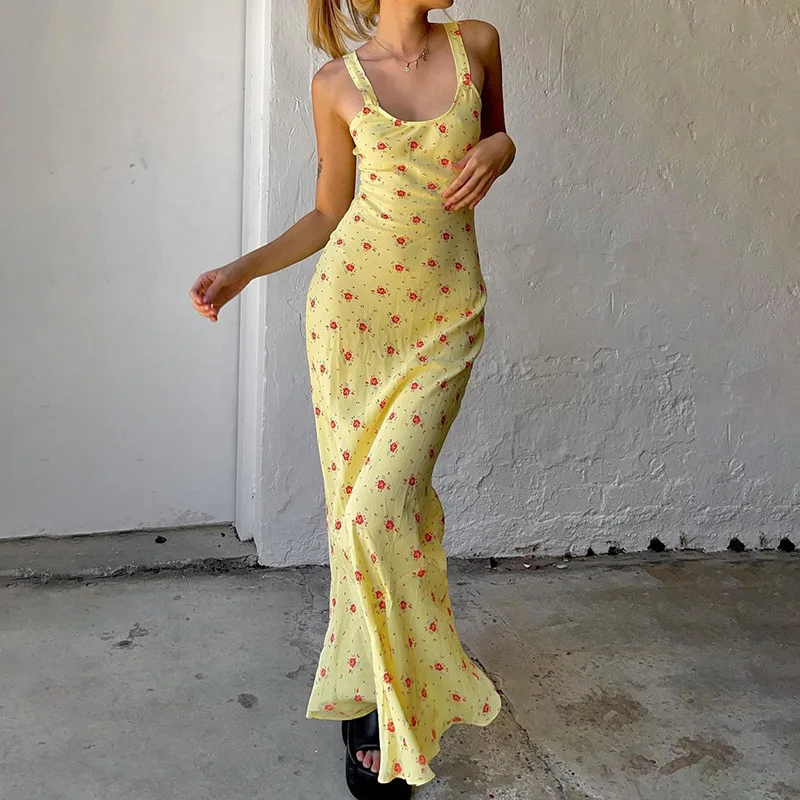 K-POP Inspired Floral Print Maxi Dress for Gen Z & Y2K Fashionistas