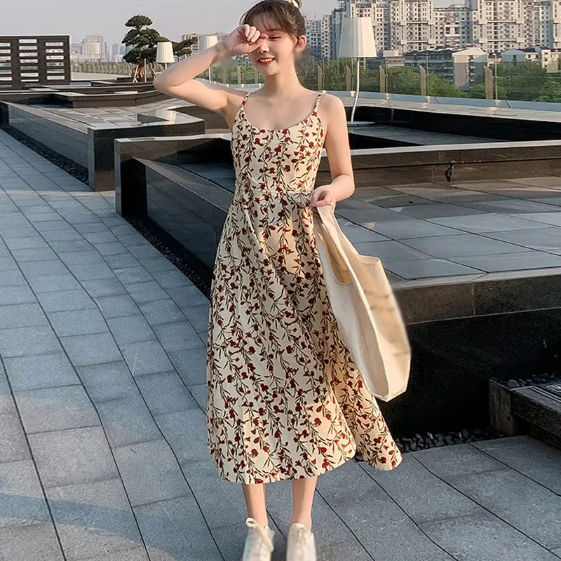 K-POP Inspired Floral Print Sling Dress for Gen Z & Y2K Fashionistas