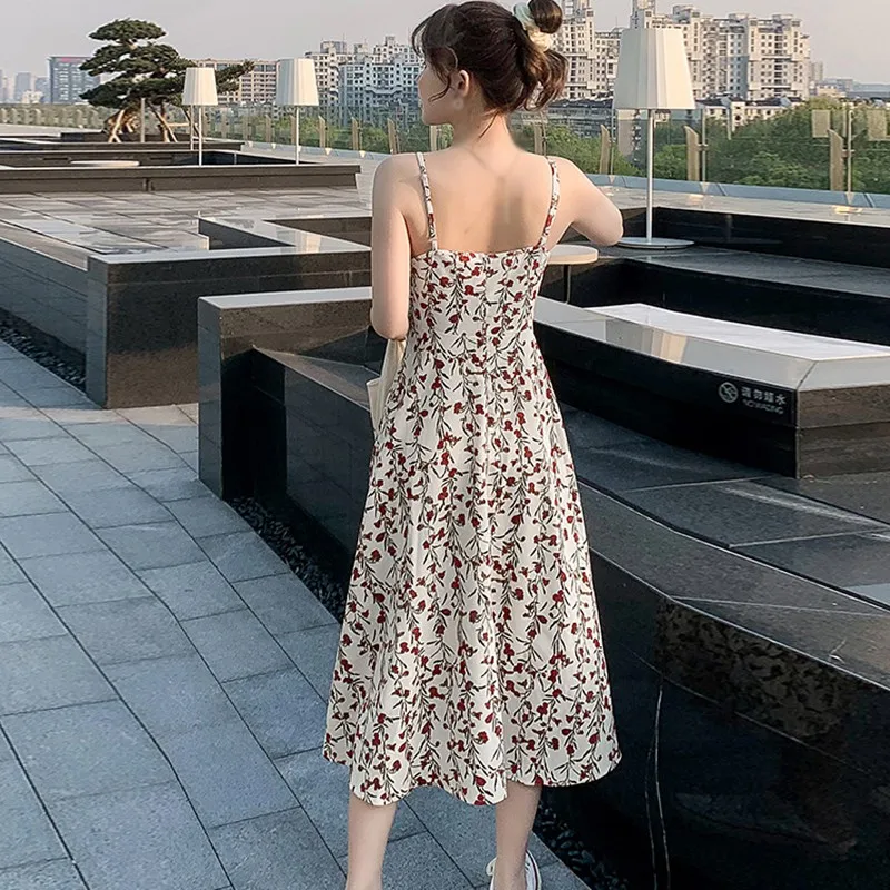 K-POP Inspired Floral Print Sling Dress for Gen Z & Y2K Fashionistas