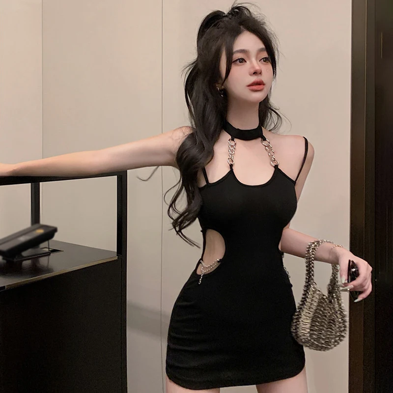 K-POP Inspired Halter Camisole Dress | Sleeveless Backless Summer Fashion for Gen Z & Y2K Style Enthusiasts