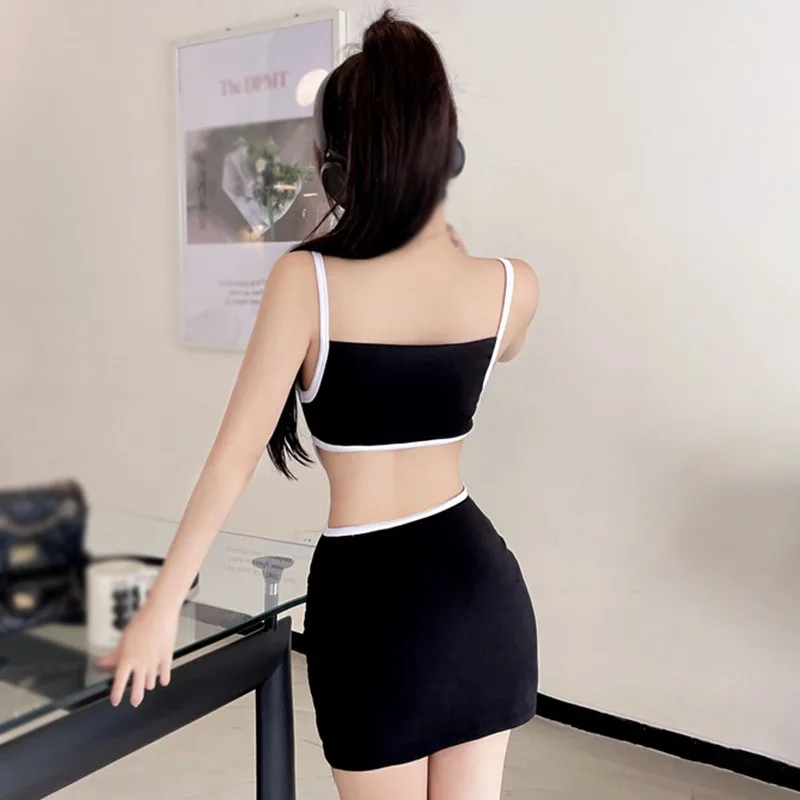 K-POP Inspired Halter Dress: Sleeveless Open Waist Korean Style for Gen Z & Y2K Fashion