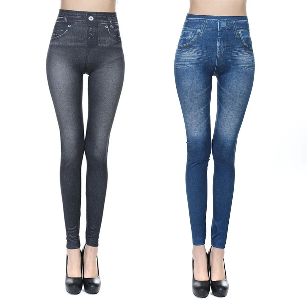 K-POP Inspired High Waist Skinny Jeggings with Denim Print for Gen Z & Y2K Fashion