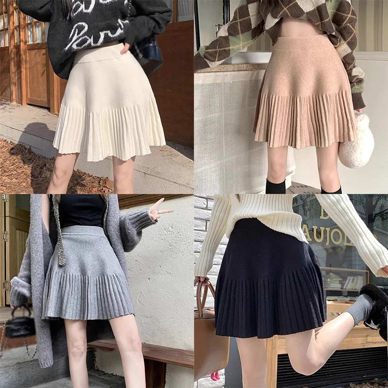 K-POP Inspired Knitted A-Line Pleated Skirt | Korean Fashion Women's Streetwear