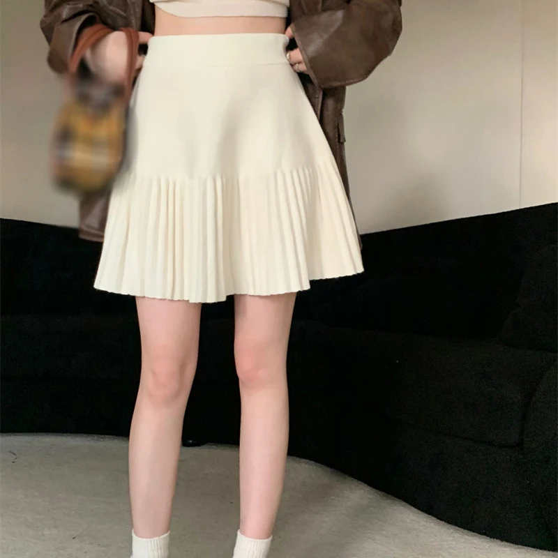 K-POP Inspired Knitted A-Line Pleated Skirt | Korean Fashion Women's Streetwear