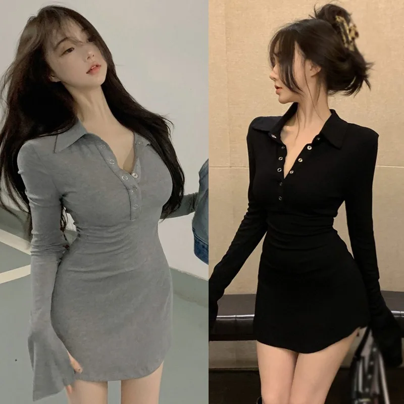 K-POP Inspired Korean Fashion Long Sleeve Bodycon Dress for Gen Z and Y2K Style