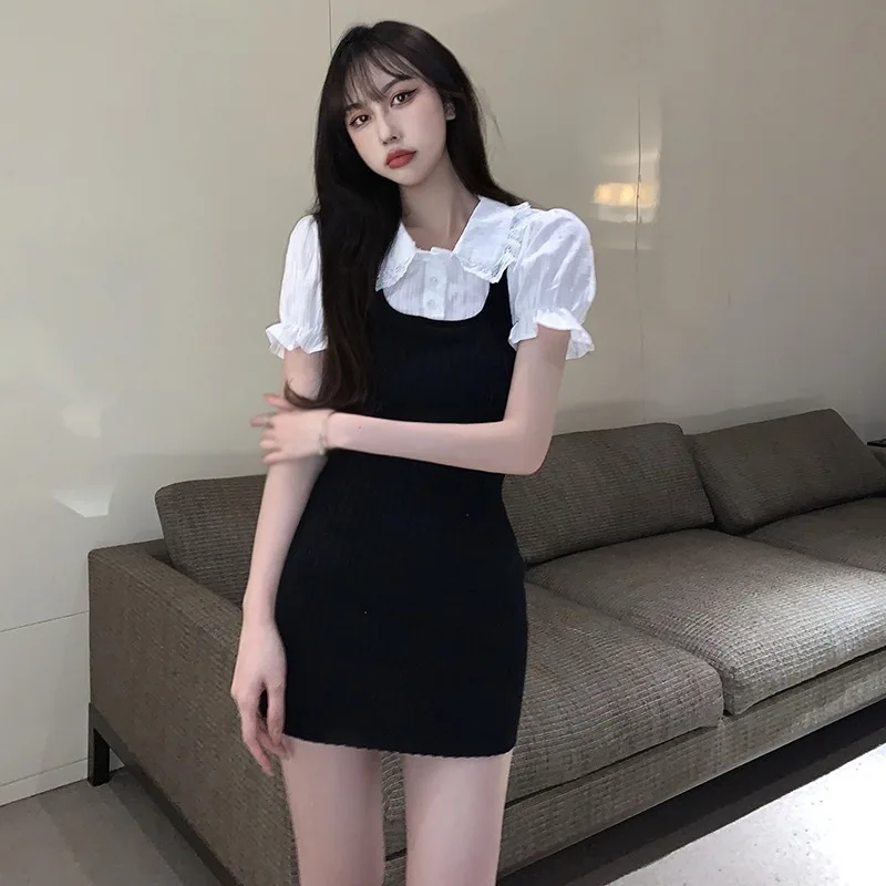 K-POP Inspired Lace Splicing Dress | Vintage Short Sleeve Streetwear for Gen Z & Y2K Fashion