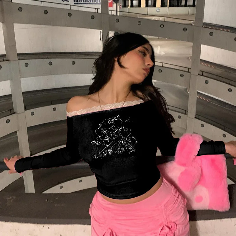 K-POP Inspired Lace Trim Crop Top | Sexy Streetwear Fashion for Gen Z Women