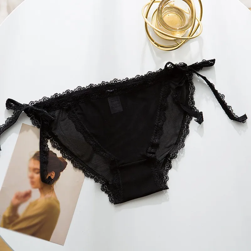 K-POP Inspired Lace-Up Transparent Panties for Gen Z Women