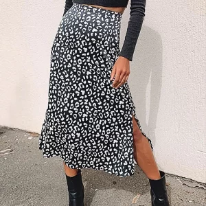 K-POP Inspired Leopard Print Chiffon Split Skirt for Women | Streetwear Fashion