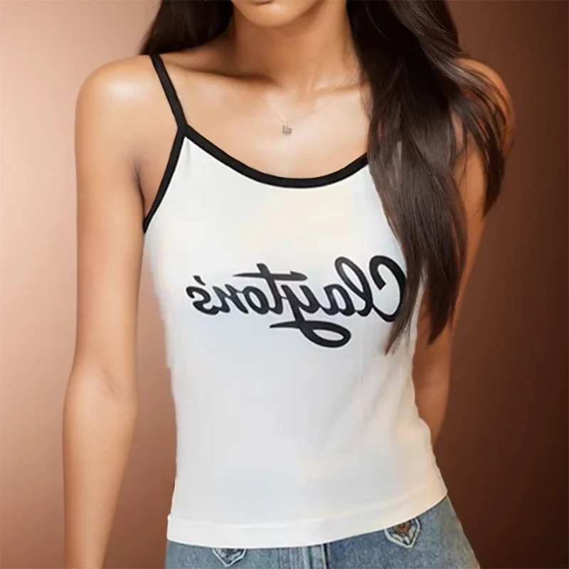 K-POP Inspired Letter Print Crop Top for Women | Sleeveless Streetwear Tank Top