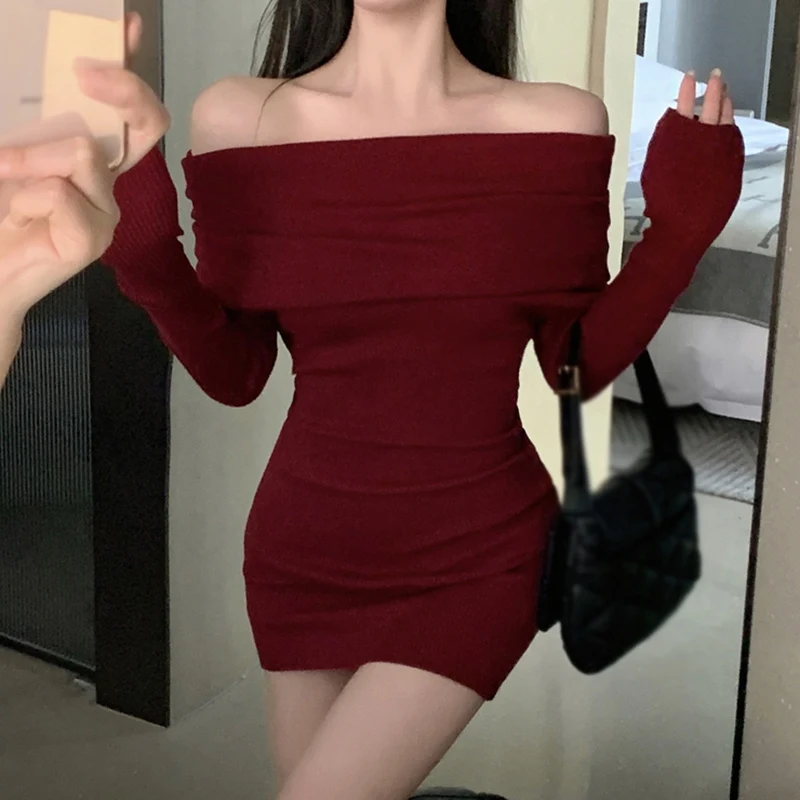 K-POP Inspired Off-Shoulder Bodycon Dress for Women | Sexy Party Clubwear