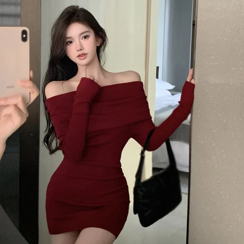 K-POP Inspired Off-Shoulder Bodycon Dress for Women | Sexy Party Clubwear