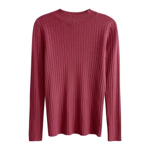 K-POP Inspired Ribbed Mockneck Cashmere Sweater for Women | Cozy Knitted Pullover for Fall/Winter Fashion