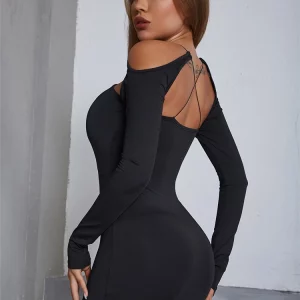 K-POP Inspired Sexy Hollow Out Mini Dress for Women - Y2K Streetwear Fashion