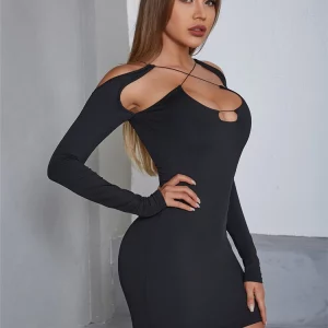 K-POP Inspired Sexy Hollow Out Mini Dress for Women - Y2K Streetwear Fashion