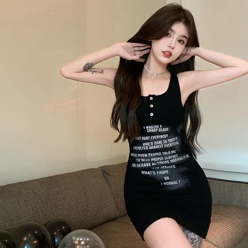 K-POP Inspired Sleeveless Tank Top Dress for Gen Z & Y2K Fashion