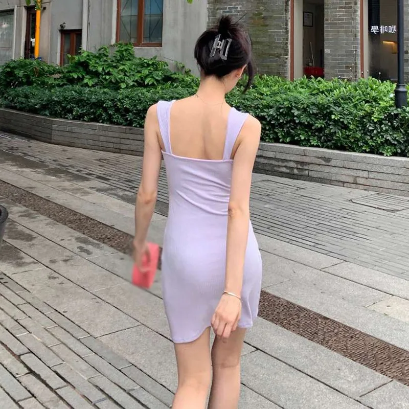 K-POP Inspired Square Neck Halter Dress | Sleeveless Lace-up Summer Fashion for Gen Z & Y2K Women