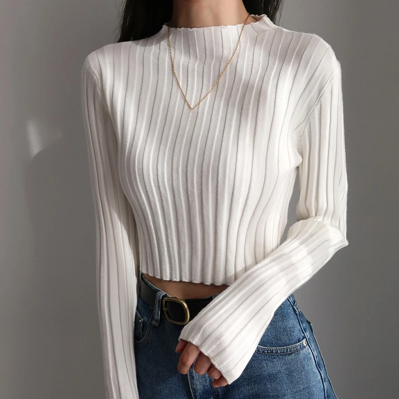 K-POP Inspired Women's Retro Knit Sweater for Gen Z & Y2K Fashion | Long Sleeve Casual Top for Spring & Autumn