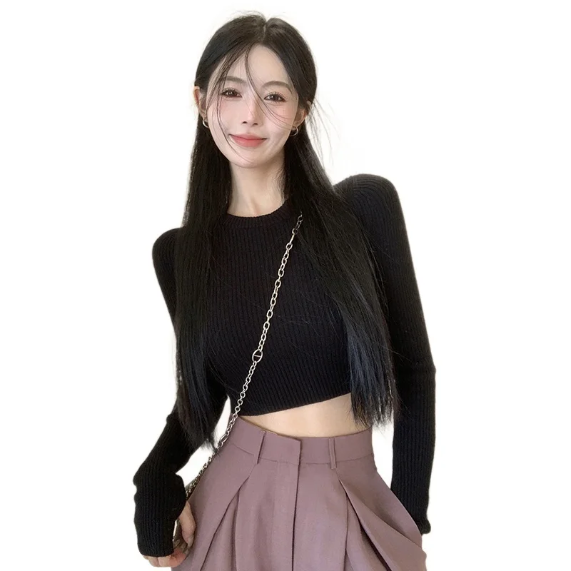 K-POP Inspired Women's Round Neck Knit Sweater - Trendy Streetwear Fashion