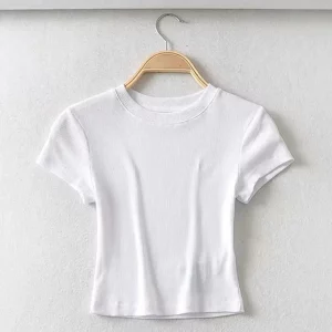 K-POP Inspired Women's Short Sleeve Crop Top | Trendy Korean Fashion for Gen Z & Y2K Style