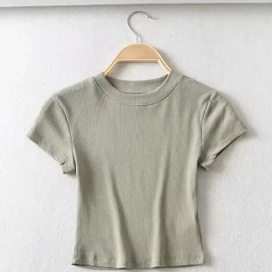 K-POP Inspired Women's Short Sleeve Crop Top | Trendy Korean Fashion for Gen Z & Y2K Style