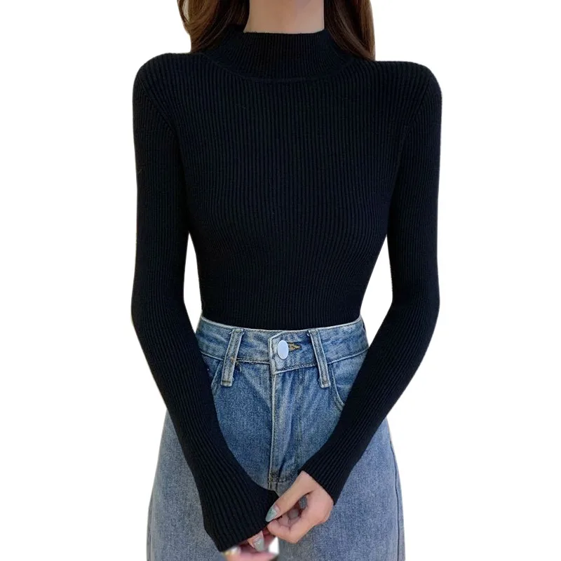 K-POP Inspired Women's Slim Fit Knit Sweater | Korean Streetwear Fashion | Long Sleeve Sporty Casual Top