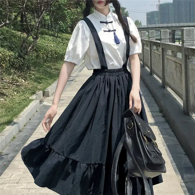 K-POP Inspired Women's Strap Long Skirt | Ruffled Gen Z Fashion