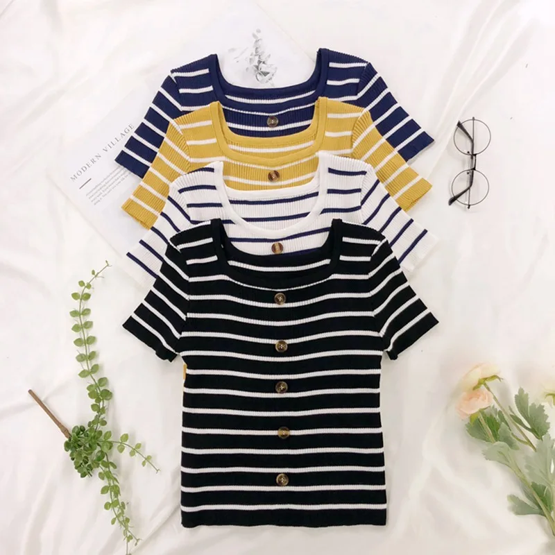 K-POP Inspired Women's Striped T-Shirt | Korean Fashion Casual Top