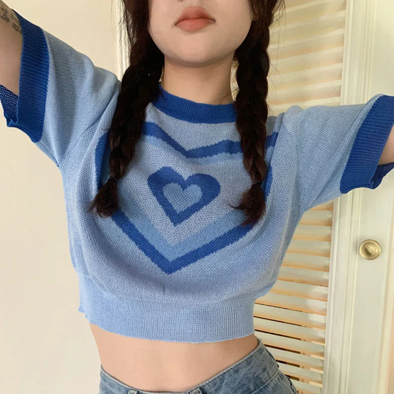 K-POP Inspired Women's Summer T-shirts: Short Sleeve Ice Silk Knit Tops