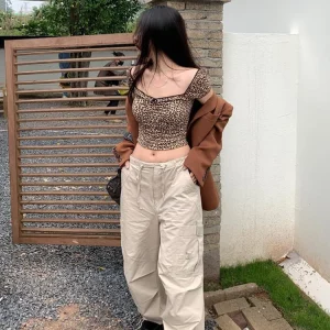 K-Pop Leopard Print Crop Top: Y2K Harajuku Style for Women